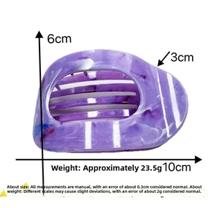 Dimensions détaillées de la pince à cheveux marbrée violette 10cm avec annotations