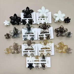 Elegante Blumen Haarklammern Set mit Marmortextur und herbstlichen Verlaufsfarben