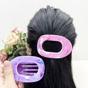Détails de pinces à cheveux en acétate marbré rose et violet avec peigne intérieur