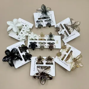 Elegantes Haarspangen-Set mit Blumenmuster in Matt-Optik für den Urlaub und Alltag