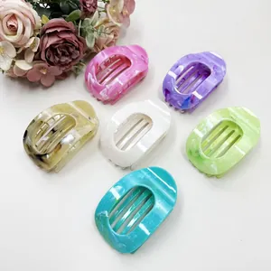 Lot de 6 pinces à cheveux élégantes en acétate marbré de diverses couleurs avec fleurs