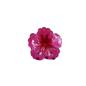 Elegante pinza per capelli a forma di rosa rosa scuro da 4cm con finitura lucida
