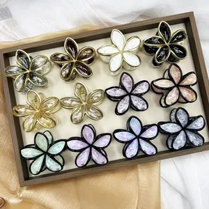 Set di 11 mollette per capelli a forma di fiore di plumeria in vari colori e marmo