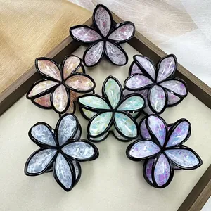 Set di 6 mollette per capelli a forma di fiore con eleganti motivi a schizzi d'inchiostro