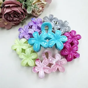 Lot de pinces à cheveux en forme de fleur de frangipanier en acétate marbré coloré