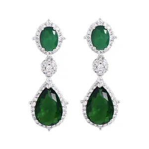 Luxe Messing Zirkonia Waterdruppel Hangertjes Oorbellen Voor Dames Vintage Ovaal Peer Geslepen Kristal Bruiloft Feest Sieraden