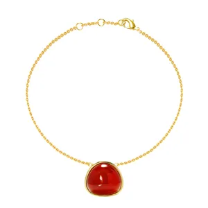 Geometric Triangle Jewelry Set Brass Gold Plated Tiger's Eye Agate Stone Necklace Bracelet Earrings Jewelry For Women