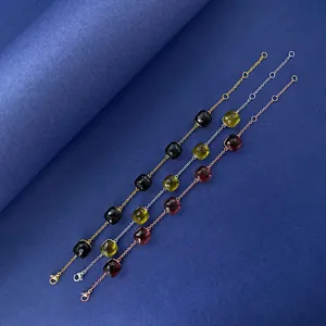 Minimalist square gemstone bracelets in gold, silver, and rose gold with cushion-cut stones