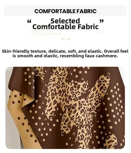 Detail of soft leopard print faux cashmere scarf showing fine texture and material quality