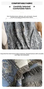 Détail du foulard jacquard à motif paisley avec franges fines et tissu doux au toucher
