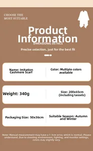 Detailed product specifications for the cashmere-like rose pattern winter scarf