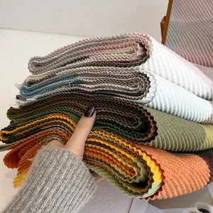 Pleated solid color scarves in Morandi tones with wavy edges and soft texture