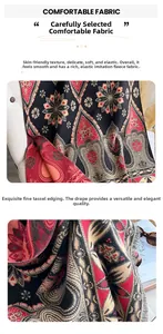 Detail eines Bohème-Schals in Kaschmir-Optik mit Jacquard-Muster und Fransenbesatz