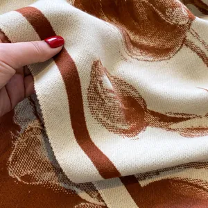 Tulip jacquard autumn winter scarf in burnt orange and cream with a cashmere-like feel