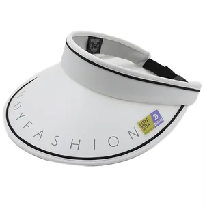 Cappello parasole bianco anti-UV da donna con parte superiore aperta e tesa larga UPF 50 plus