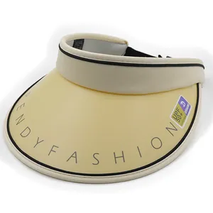 Cappello parasole anti-UV a visiera aperta con tesa larga e protezione UPF 50+ beige nero