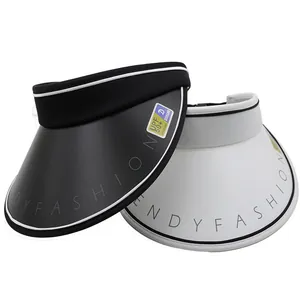 Cappello da sole da donna UPF 50+ a tesa larga, visiera vuota bianca e nera, moda trendy