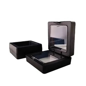 3D-schwebender Schmuck-Display-Box mit schwarzem Kunststoffrahmen und PE-Membran