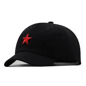 Casquette de baseball en coton noir classique avec broderie étoile rouge sur le devant
