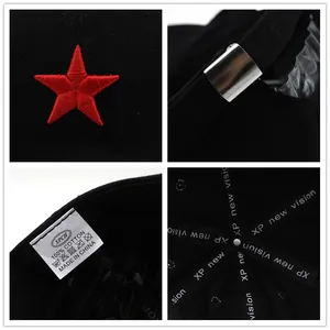 Casquette en coton avec broderie étoile rouge et boucle métallique ajustable