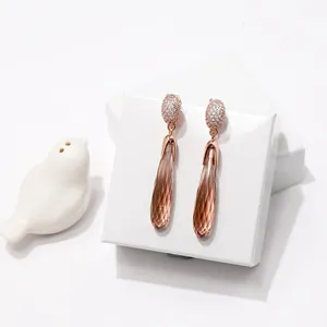 Vintage Luxus Kupfer Wassertropfen Ohrringe Für Damen Blumenform Strass Besetzt Kristall Ohrringe Hochzeit Party Schmuck Geschenk