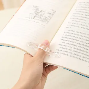 Transparent acrylic thumb book page holder for comfortable one-handed reading support