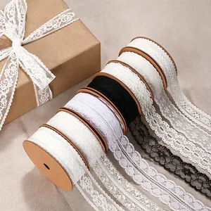 Lace Ribbon Trim Roll Polyester Hollow Out Floral Scalloped Edge For Gift Wrapping Wedding Flower Bouquet DIY Crafting