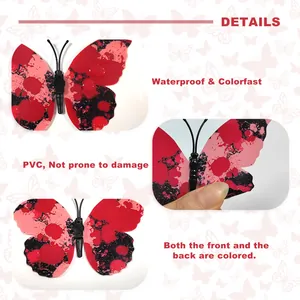 Waterproof 3D PVC butterfly wall stickers with skull and rose ink patterns for decor