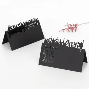 Class of 2024 graduation table card with laser-cut silhouette and graduation cap design