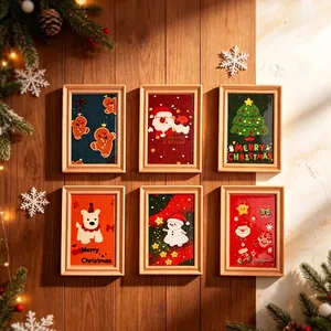 Mini Christmas Photo Frame Resin Charms Cartoon Santa Gingerbread Man Crafting DIY Decor Accessories Festive