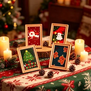Christmas mini framed art set with Santa and Gingerbread Man for festive desk decor