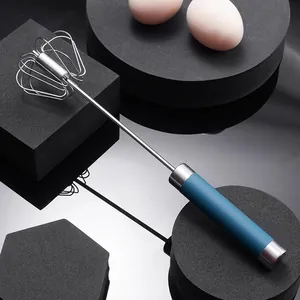 Semi-automatic stainless steel hand press whisk for kitchen baking and egg mixing