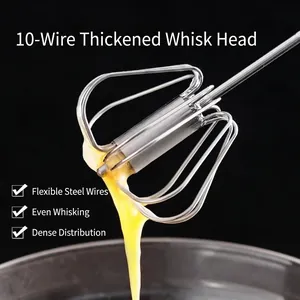 Manual 10-wire stainless steel whisk head accessory for baking and mixing cream