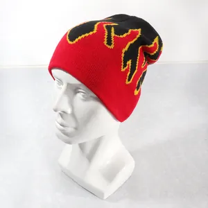 Unisex Streetwear Πλεκτό Beanie με Μοτίβο Φλόγας Χειμερινό Ζεστό Ακρυλικό Καπέλο Hip Hop Ζακάρ Καθημερινό Κάλυμμα Κεφαλής