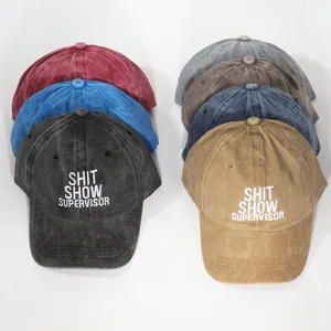 Washed Cotton Baseball Cap For Men Women Shit Show Supervisor Embroidered Adjustable Distressed Dad Hat Outdoor Sun Protection