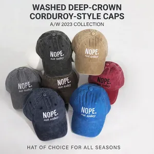 Washed Cotton Baseball Cap With NOPE Not Today Letter Embroidery Vintage Adjustable Sun Hat For Men Women Casual Outdoor