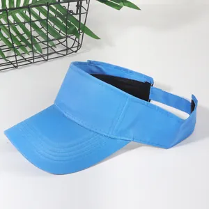 Sky blue open top sun visor hat with wide brim and adjustable strap for sports