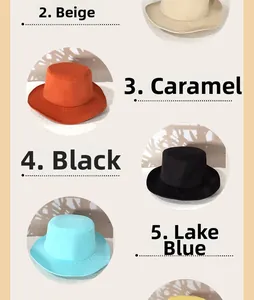 Selection of four colors for outdoor sun hats including beige, caramel, black and lake blue