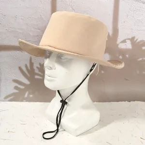 Unisex wide brim outdoor sun hat with adjustable windproof strap for hiking and fishing