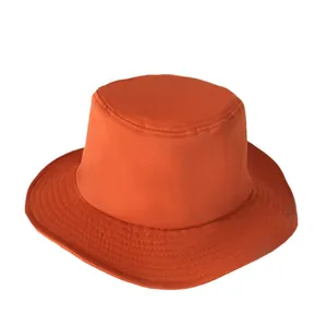 Unisex bright orange outdoor bucket hat with wide brim for hiking and fishing activities