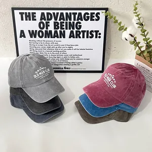 Vintage Gewassen Katoenmix Honkbalpet Voor Dames Heren Grumpy Old Man Club Print Verstelbare Retro Distressed Dad Hat