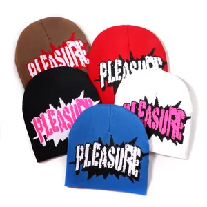 Πλεκτός σκούφος streetwear με σχέδιο ζακάρ PLEASURE σε πέντε διάφορα χρώματα