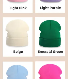 Detailed grid view showcasing multiple colors of ribbed knit beanies for autumn and winter