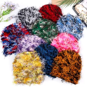 Camouflage Shaggy Knit Beanie Warm Winter Streetwear Hip Hop Personalized Fluffy Acrylic Universal Hat For Men Women