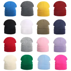 Berretto Beanie in Maglia di Acrilico Tinta Unita Unisex Caldo Inverno Calotta a Costine Casual All'aperto Per Uomini Donne