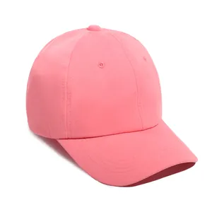 Classic pastel pink soft top baseball cap with curved brim and breathable eyelets