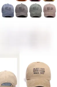 Détails de casquettes de baseball en coton lavé avec broderie et boucle en métal réglable