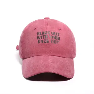 Casquette de baseball en coton rose délavé vintage avec imprimé lettres noires