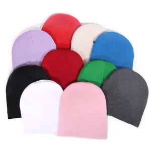 Acrylic Solid Color Knit Beanie Hat For Men Women Warm Winter Outdoor Minimalist Plain Skull Cap Ribbed Cold Weather Accessory