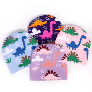 Cartoon Dinosaur Jacquard Knit Beanie Acrylic Winter Warm Outdoor Cycling Cap For Kids Youth